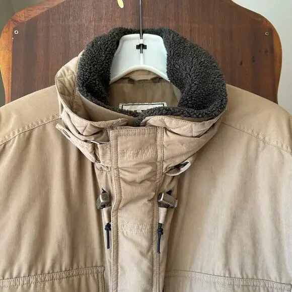 Vtg LL Bean Mens Tall XL Field Coat Utility Primaloft Lined Brown Hood Parka